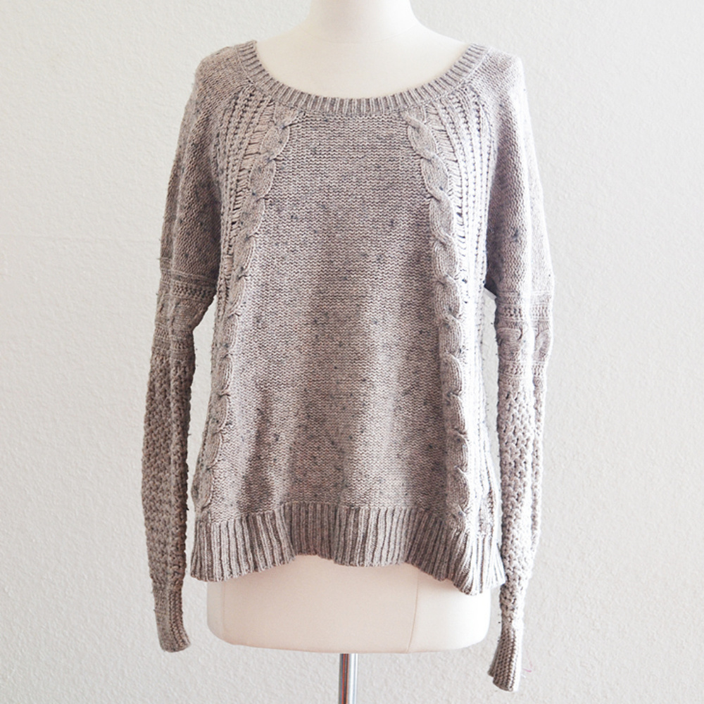 Taupe Long Sleeve Knit Sweater Size L